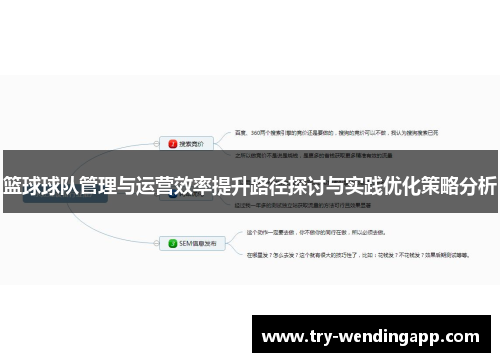 篮球球队管理与运营效率提升路径探讨与实践优化策略分析 篮球球队管理与运营效率提升路径探讨与实践优化策略分析
