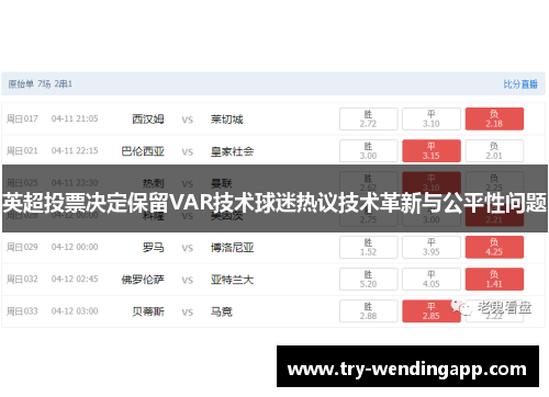 英超投票决定保留VAR技术球迷热议技术革新与公平性问题
